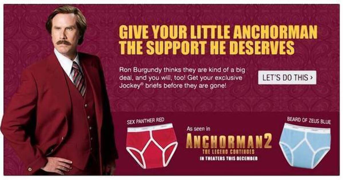 Jockey 'Anchorman 2'-branded briefs include 'Sex Panther Red' - Los Angeles  Times