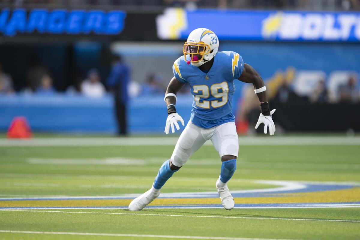 Los Angeles Chargers safety Mark Webb (29) during an NFL preseason football game against the San Francisco.