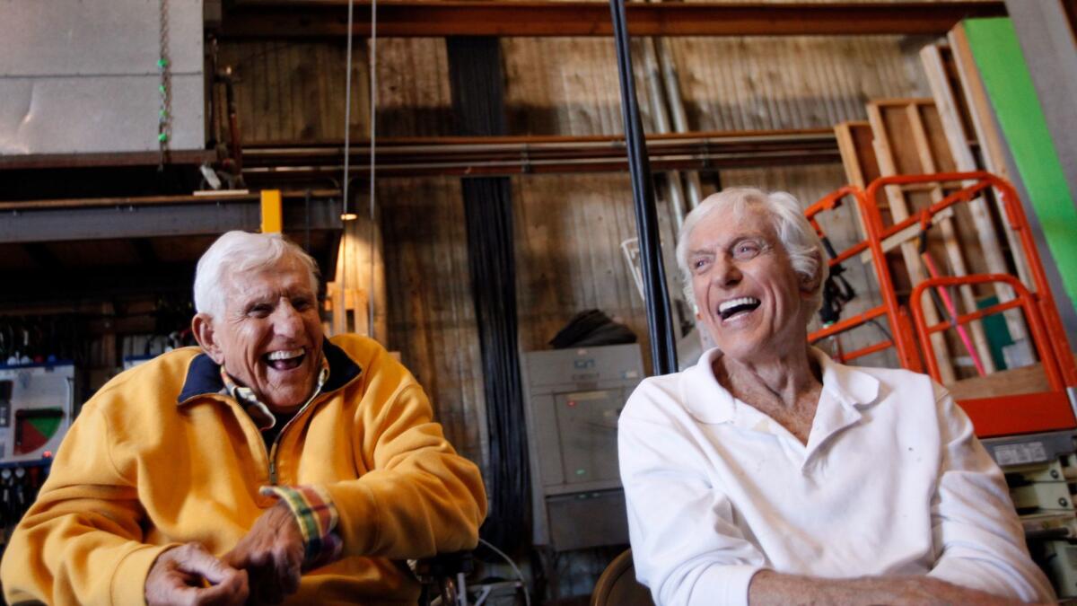 Dick Van Dyke, right, and his younger brother Jerry Van Dyke on the set of "The Middle" in 2015.