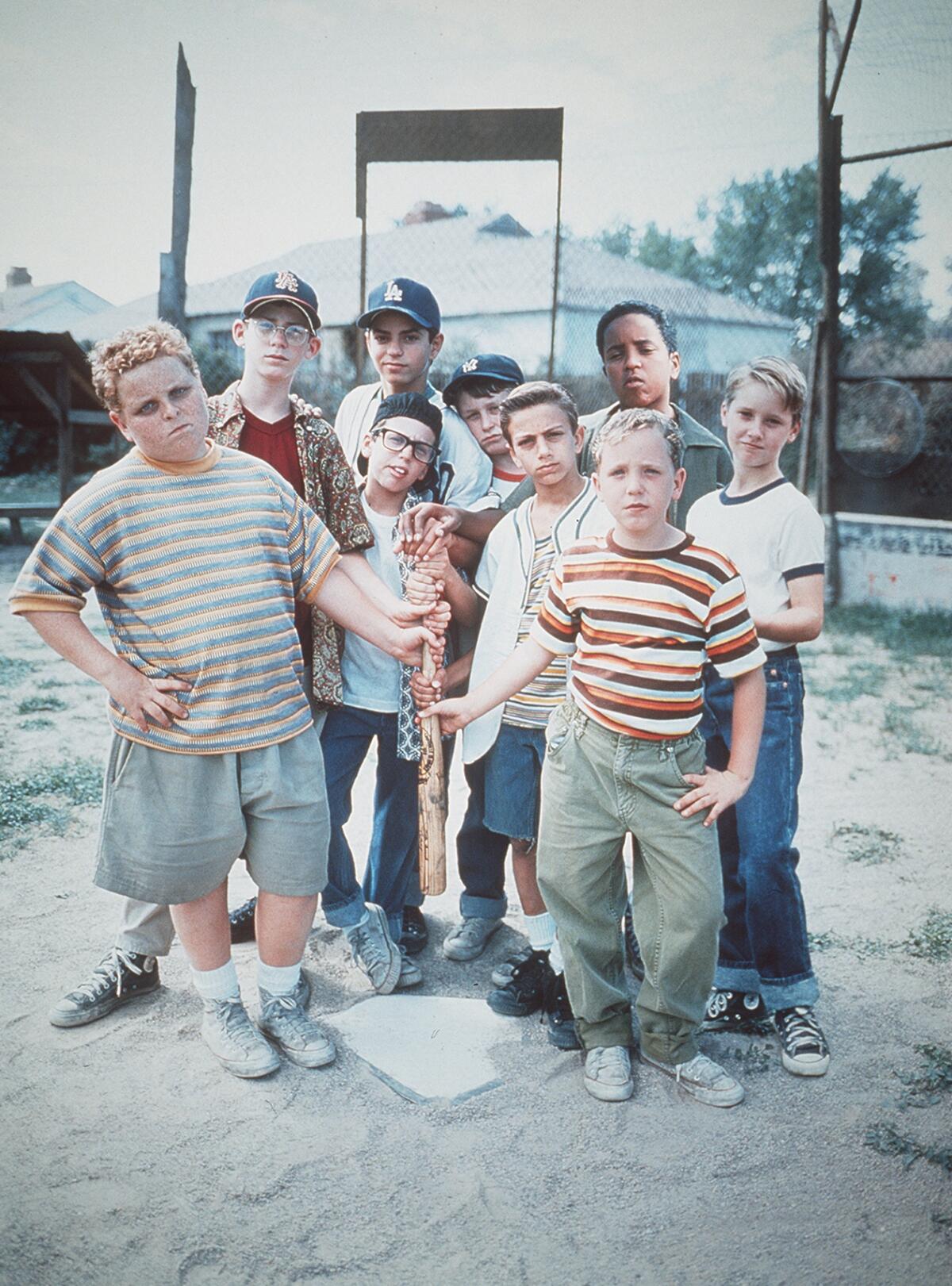 The comedy "The Sandlot." (Left to right) Patrick Renna is "Ham," Grant Gelt is Bertram, Mike Vitar is Benny, 