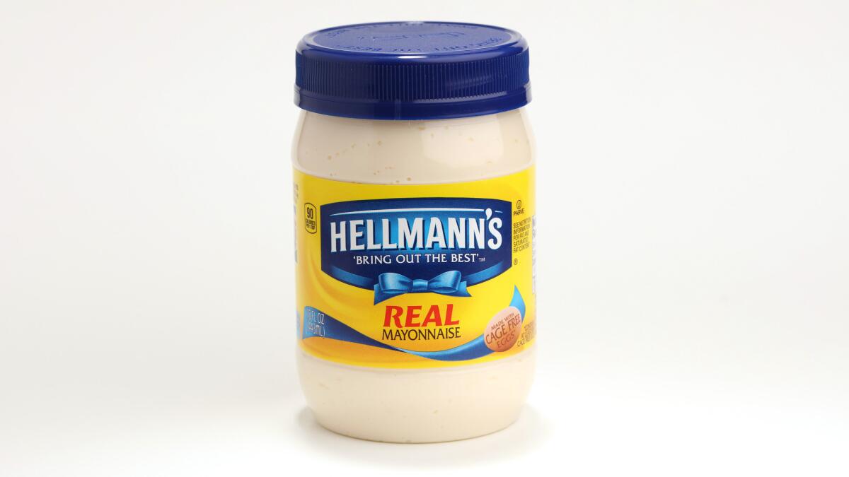 The maker of Hellmann's mayonaise begged to differ with Hampton Creek's "Just Mayo," arguing that you had to crack real eggs to make mayonnaise. (Michael Tercha / TNS)