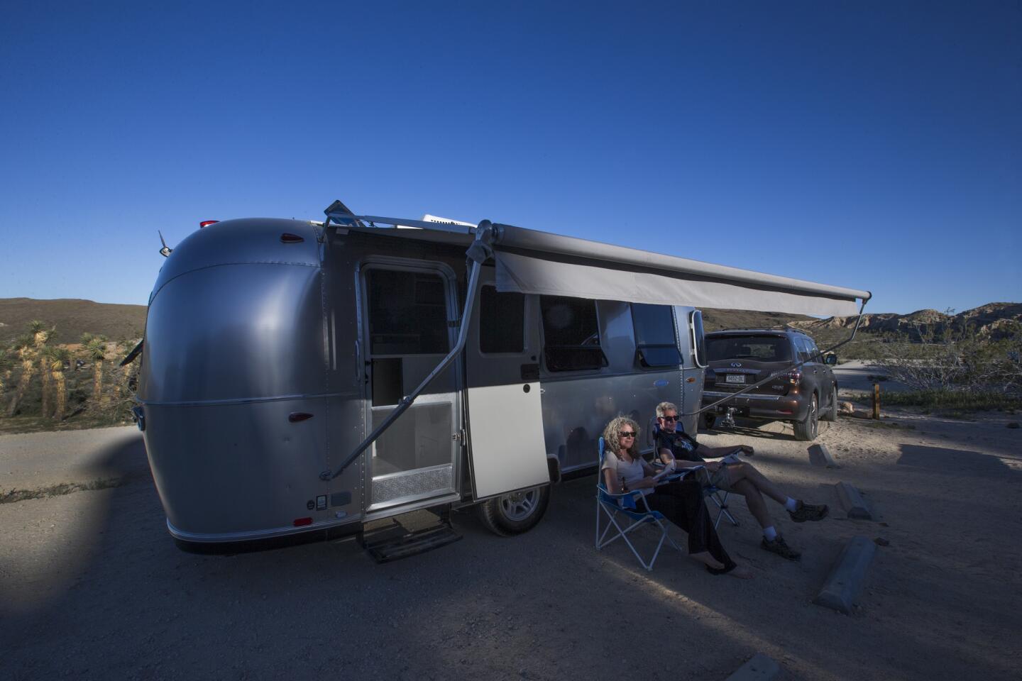 Airstream camping in the Mojave Desert