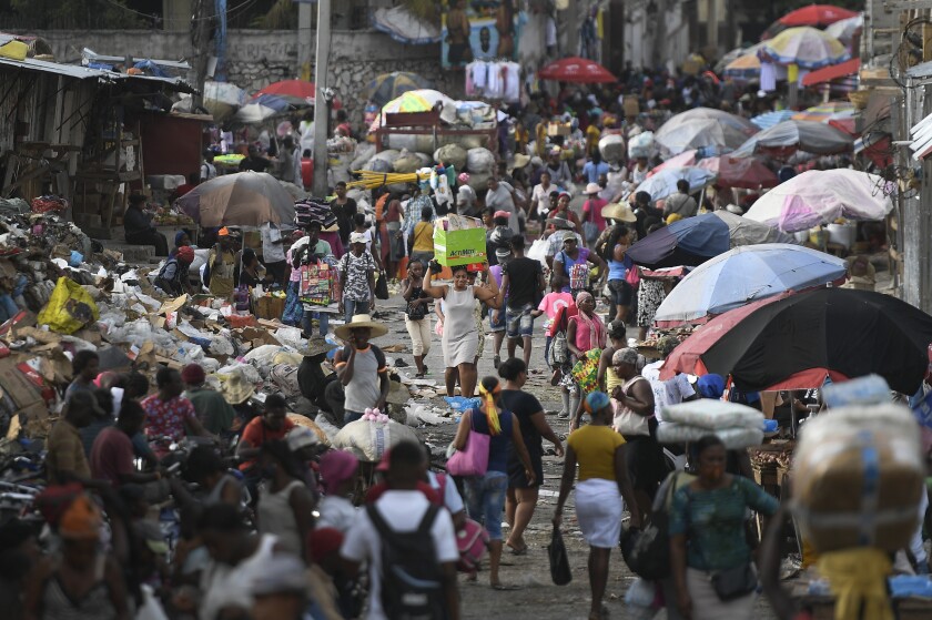 Crowded market in Port-au-Prince, Haiti
