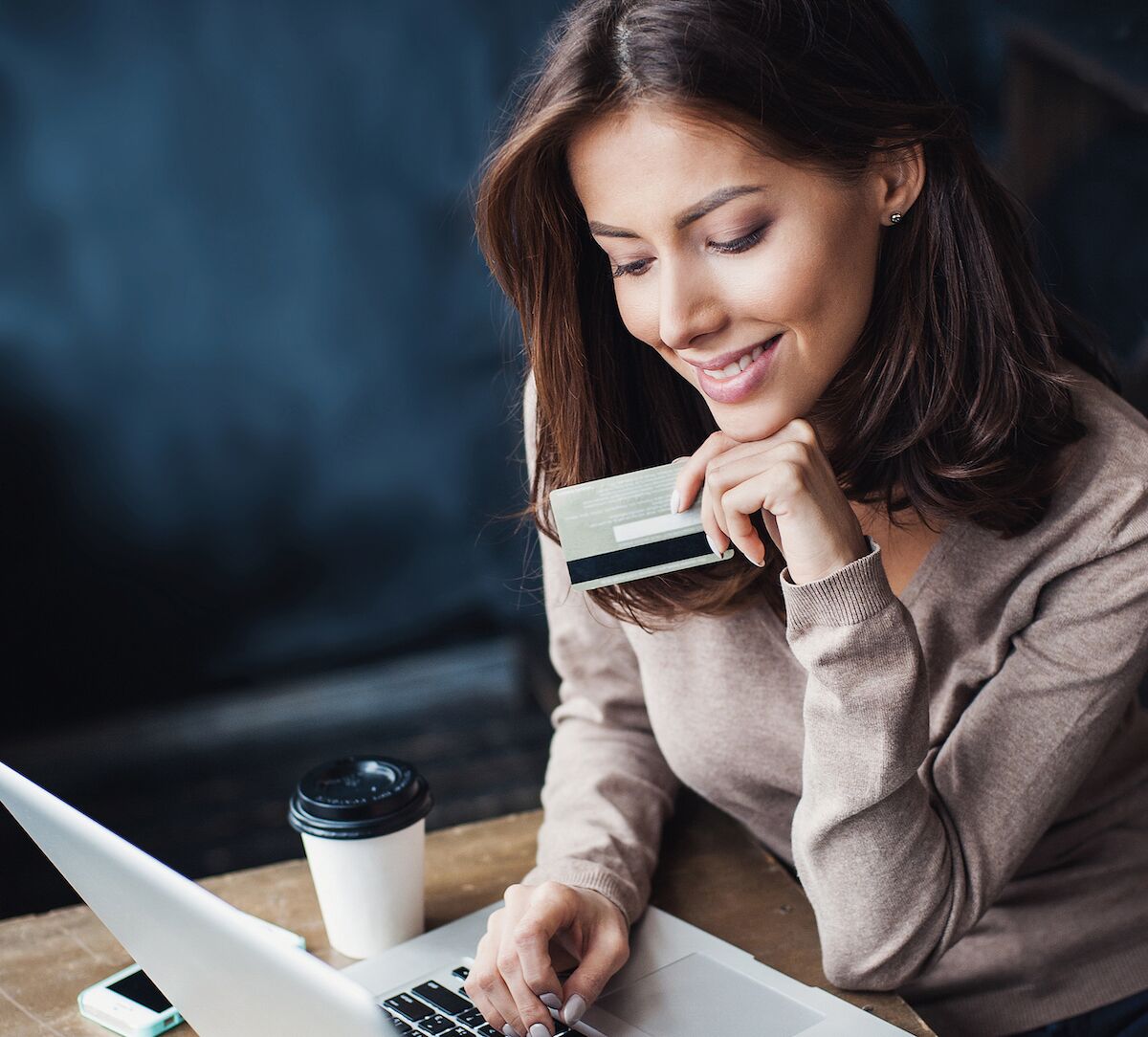 young woman with credit card