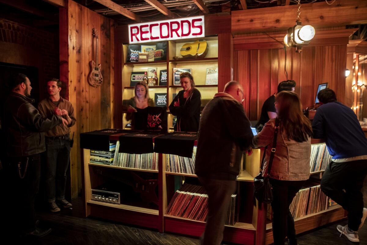 A record store stands in for a traditional theater's gift shop.