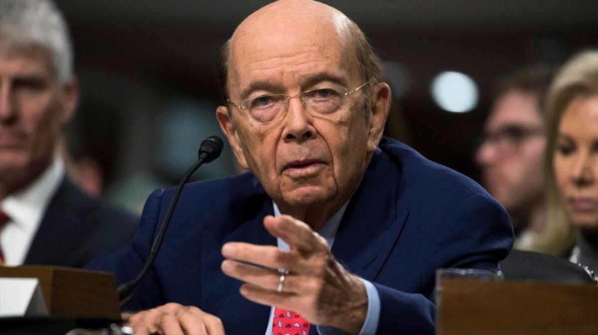 Wilbur Ross, President Trump's secretary of Commerce nominee, answers questions at his Senate confirmation hearing in January.