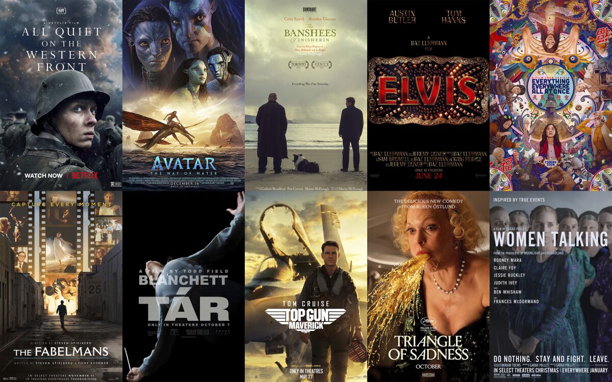 This combination of photos shows promotional art for Oscar nominees for best feature.