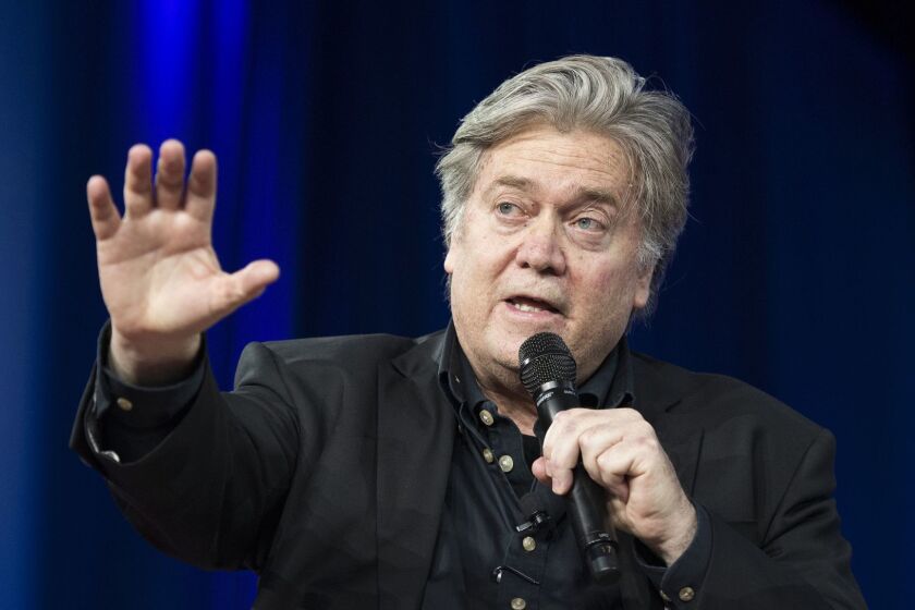 Steve Bannon speaks at the Conservative Political Action Conference on Feb. 23 in National Harbor, Md.