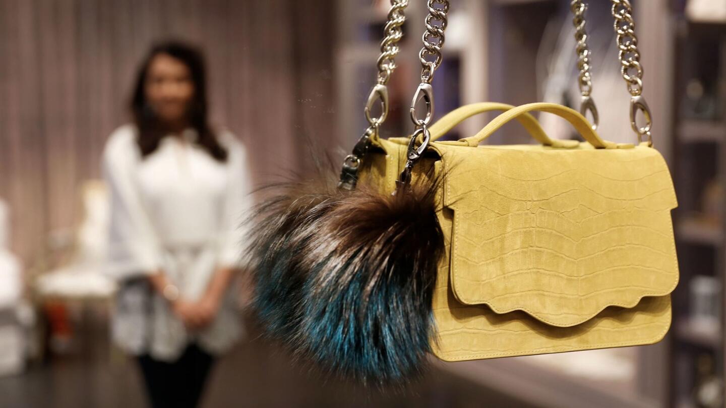 The Audreyette crossbody bag style at Thalé Blanc on Melrose Place is part of a larger collection that includes clutches and handbags adorned with items such as tassels, leather knot handles and Swarovski crystals.