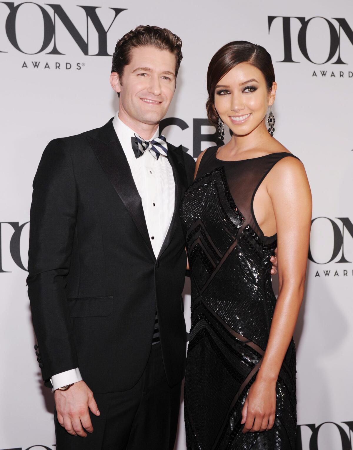 Matthew Morrison and Renee Puente arrive at the Tony Awards earlier this month. The couple's engagement was announced Thursday.