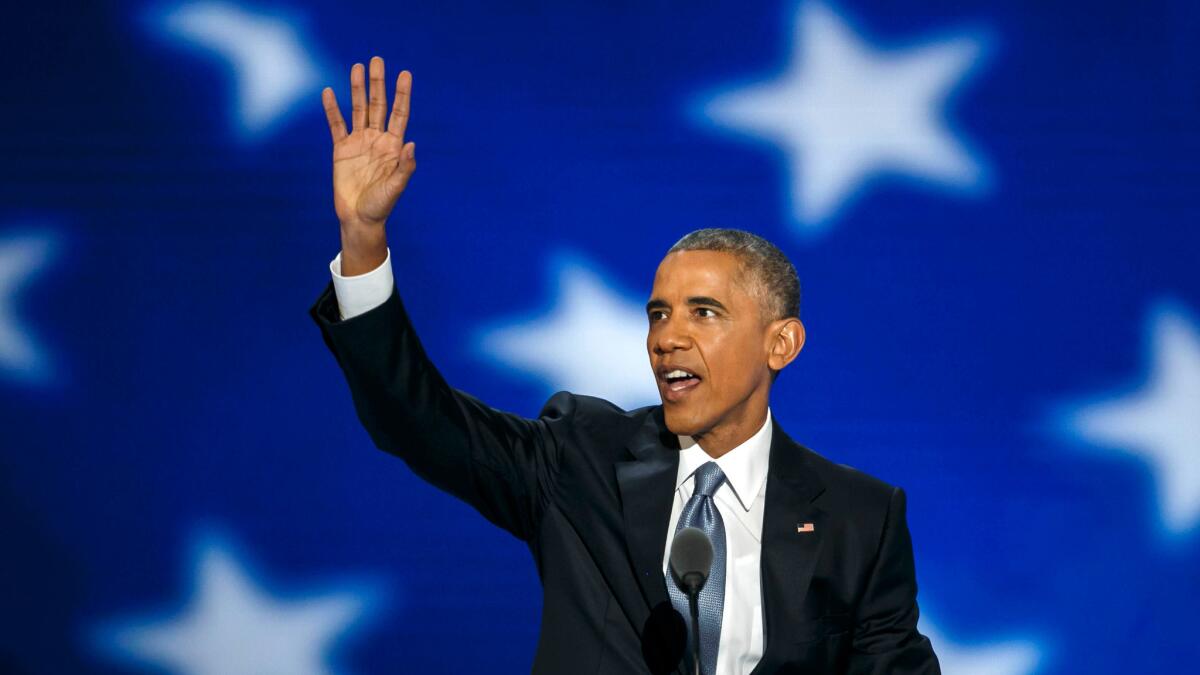 President Obama at the Democratic National Convention.