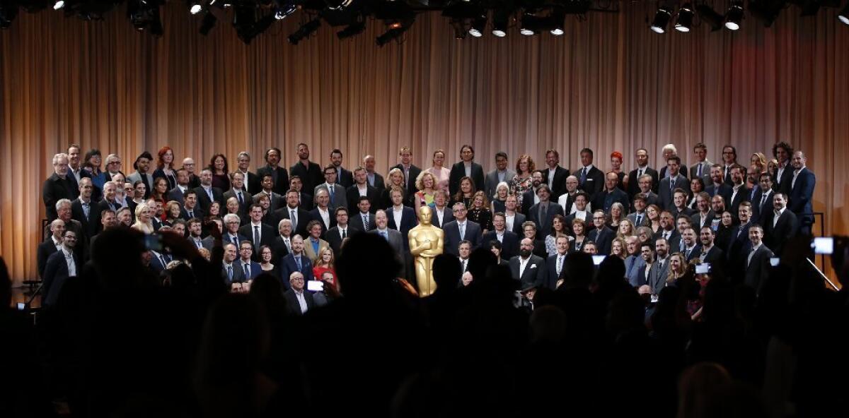 Class photo at the 88th Academy Awards luncheon at the Beverly Hilton Hotel.