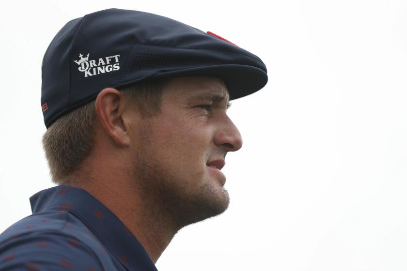 SAN DIEGO, CA - JUNE 19: Bryson DeChambeau looks on at the 4th hole of the Torrey Pines Golf Course during the third round of the U.S. Open on Saturday, June 19, 2021 in San Diego, CA. (K.C. Alfred / The San Diego Union-Tribune)