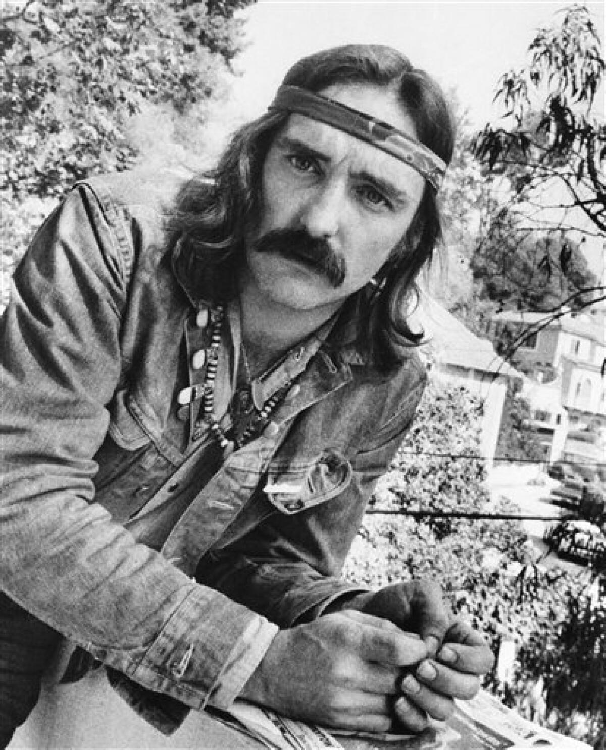 FILE - In a Oct. 1971 file photo, director-actor Dennis Hopper poses in Hollywood, Ca. Hopper died of prostate cancer aged 74 a friend of the family told the press. (AP Photo, File)
