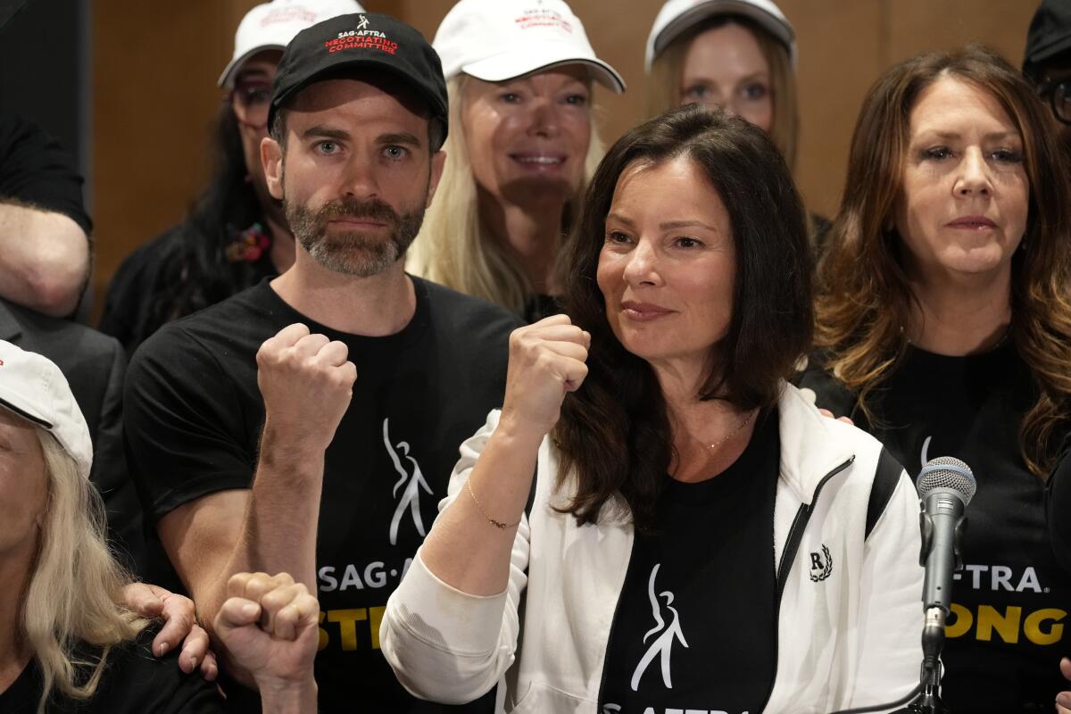 SAG-AFTRA President Fran Drescher at a news conference