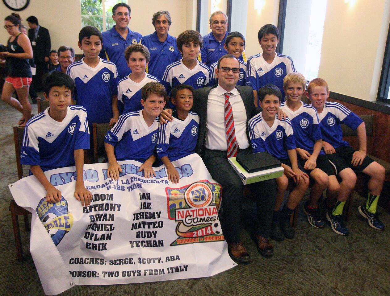 Photo Gallery: AYSO Region 88 boys U12 team receive Mayor's Commendation from Glendale City Council