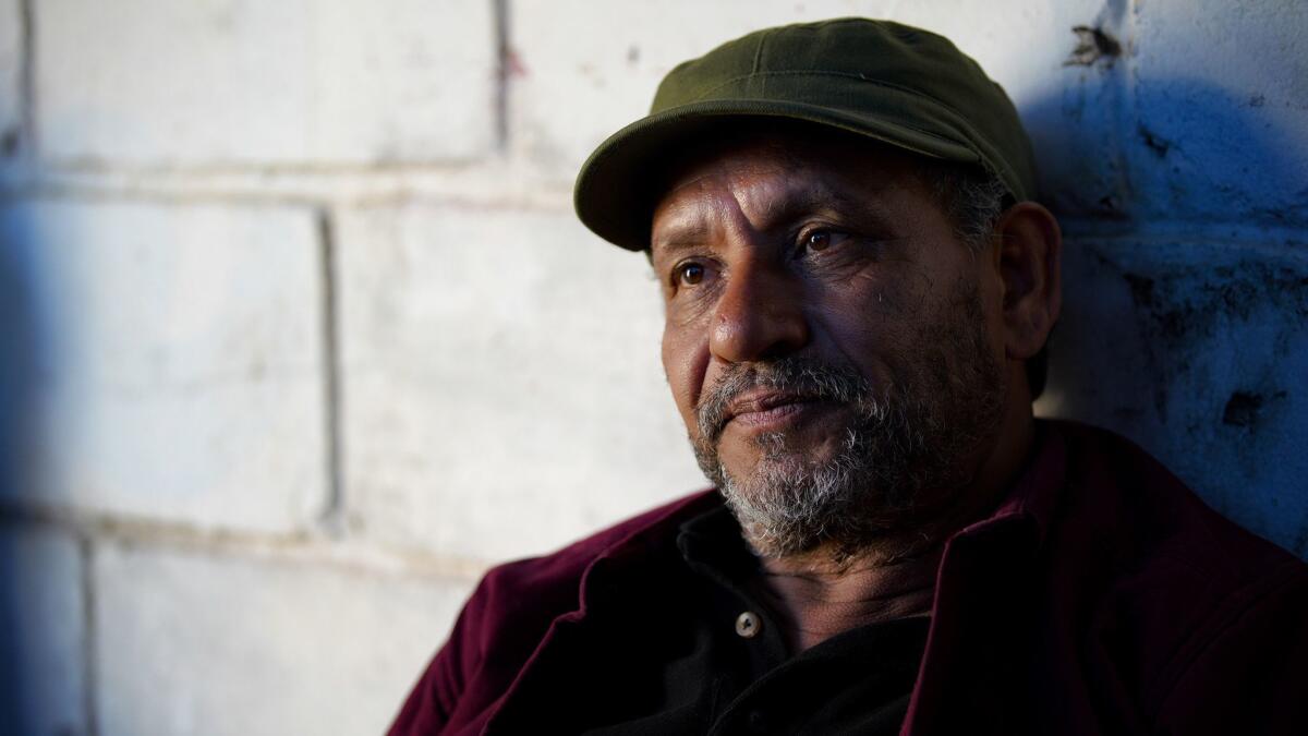 Alfonso Guerrero Ulloa, originally from Honduras, was granted political asylum status in 1987 and has lived in Mexico for the last 30 years. Seated at the El Barretal shelter, Guerrero joined the migrants caravan in Cordoba, just south of Mexico City, on Nov. 4.