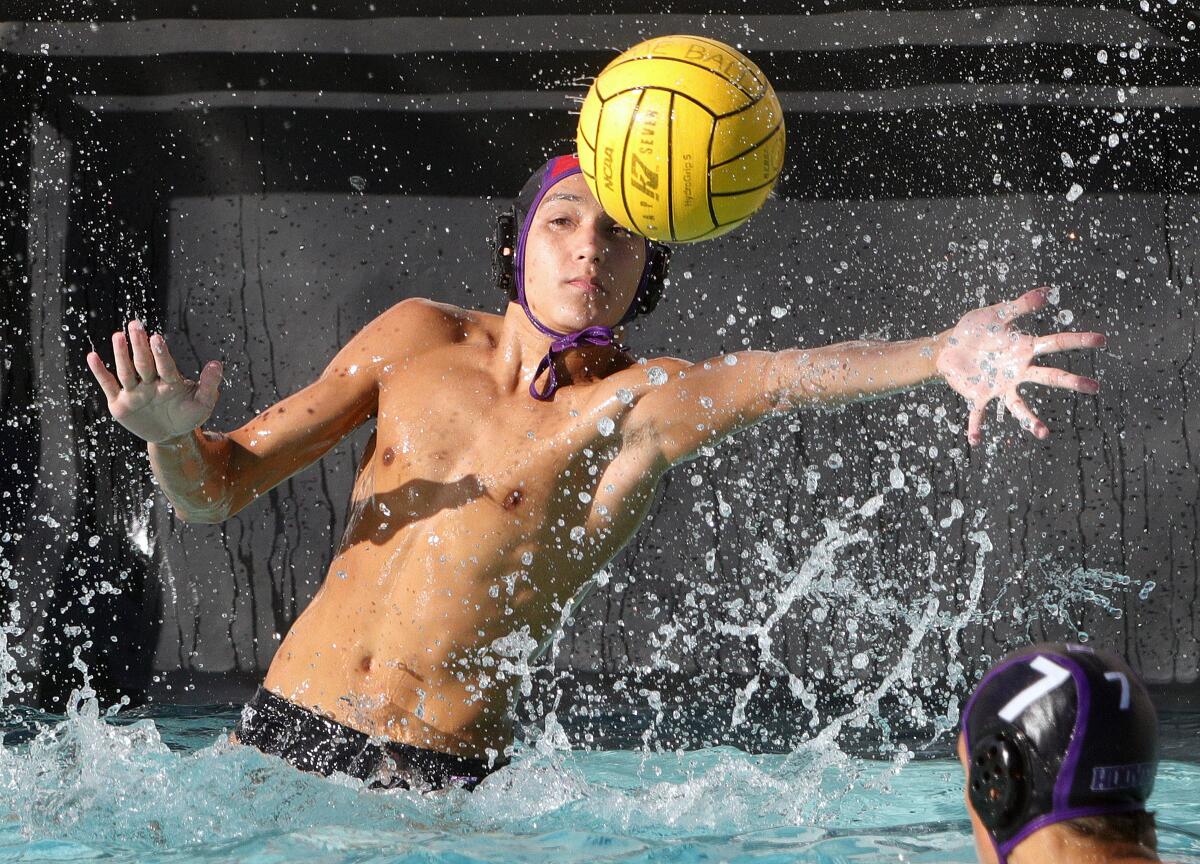 Hoover's goalkeeper Oliver Baker reaches to stop a Glendale shot during Wednesday's Pacific League match.