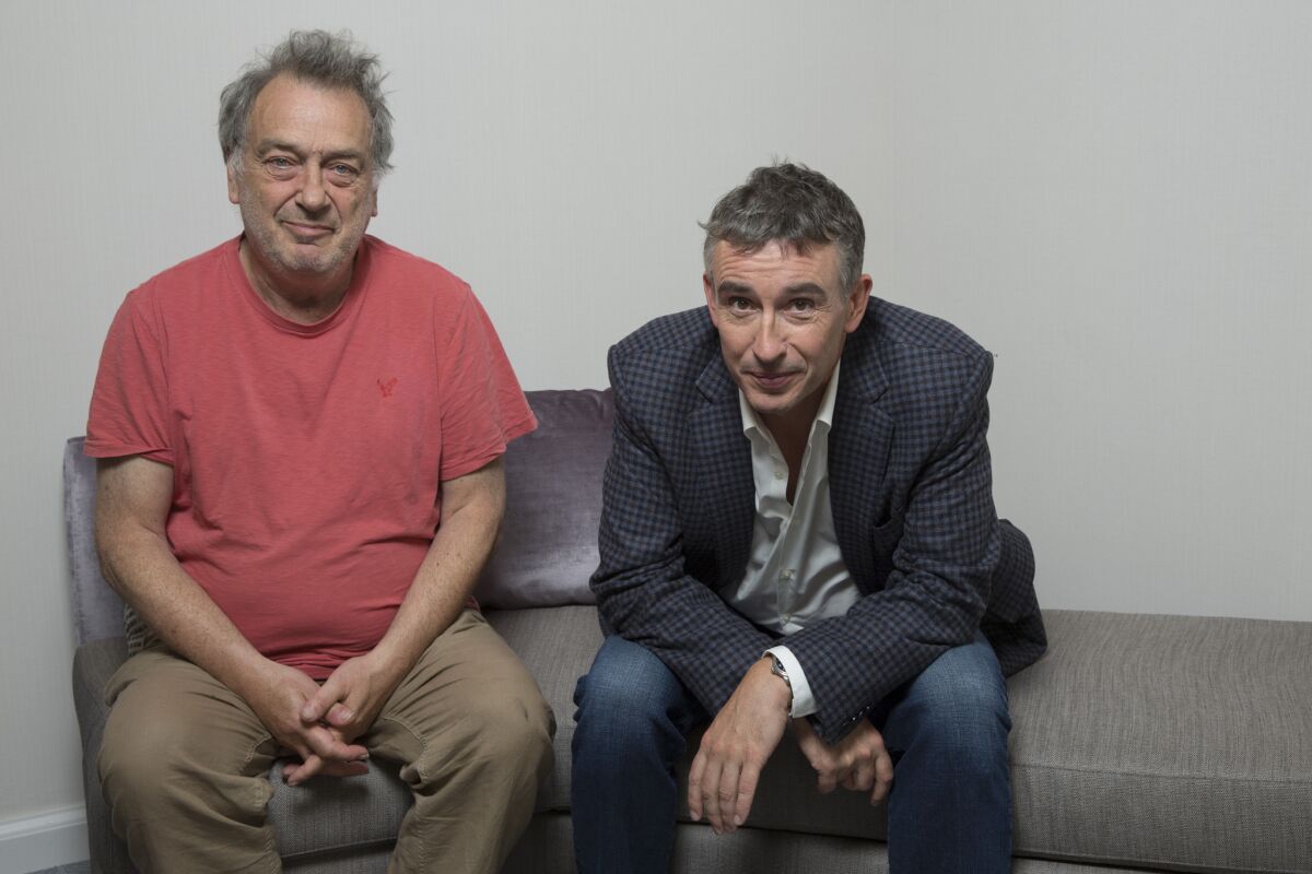Director Stephen Frears and writer-actor Steve Coogan are the creative forces behind the movie "Philomena," which generated more laughs than they expected at the Toronto Film Festival.