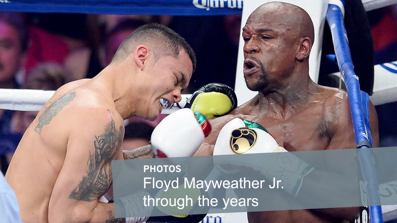 Floyd Mayweather, right, battles Marcos Maidana during a WBC/WBA unification bout at MGM Grand in Las Vegas on May 3, 2014. Mayweather is considered one of the most successful boxers in the history of the sport.