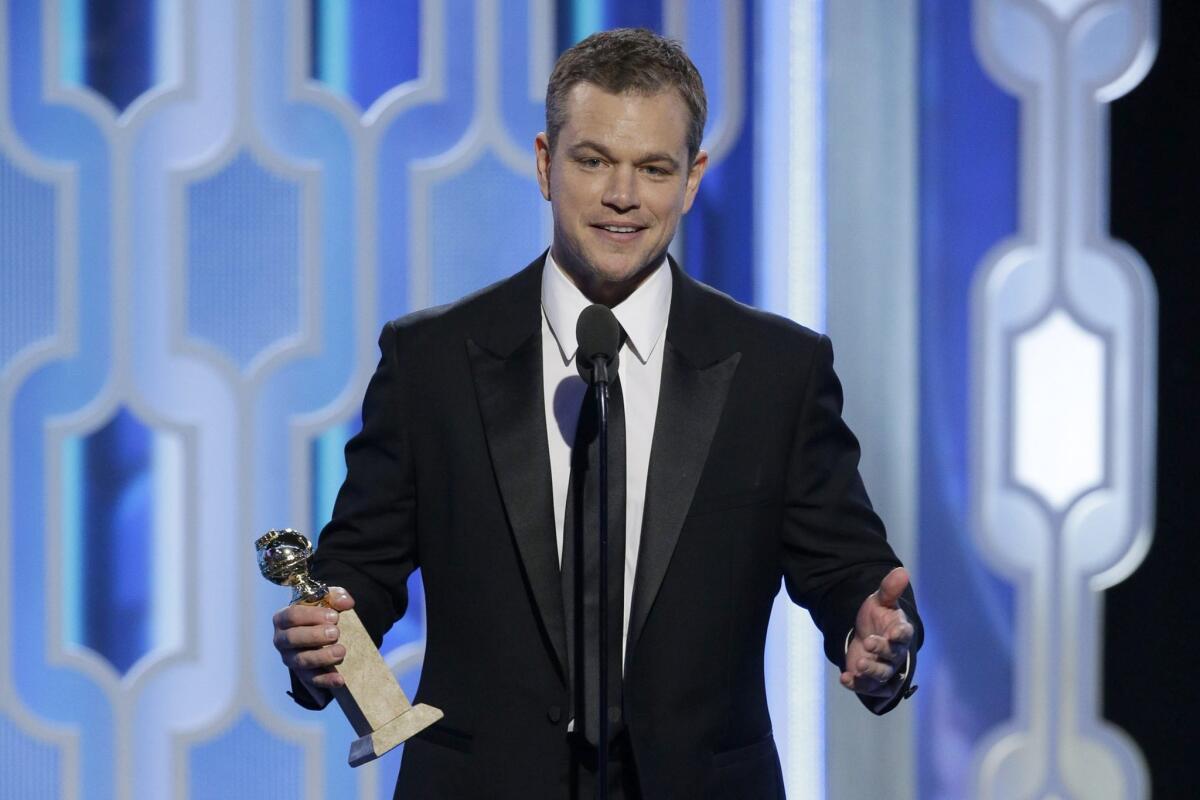 Matt Damon during the 73rd Annual Golden Globe Awards at The Beverly Hilton Hotel.