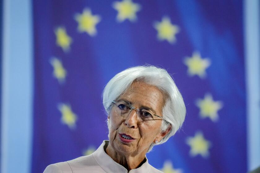 President of European Central Bank Christine Lagarde speaks at the press conference in Frankfurt, Germany, Thursday, Sept.14, 2023, after a meeting of the ECB's governing council. (AP Photo/Michael Probst)