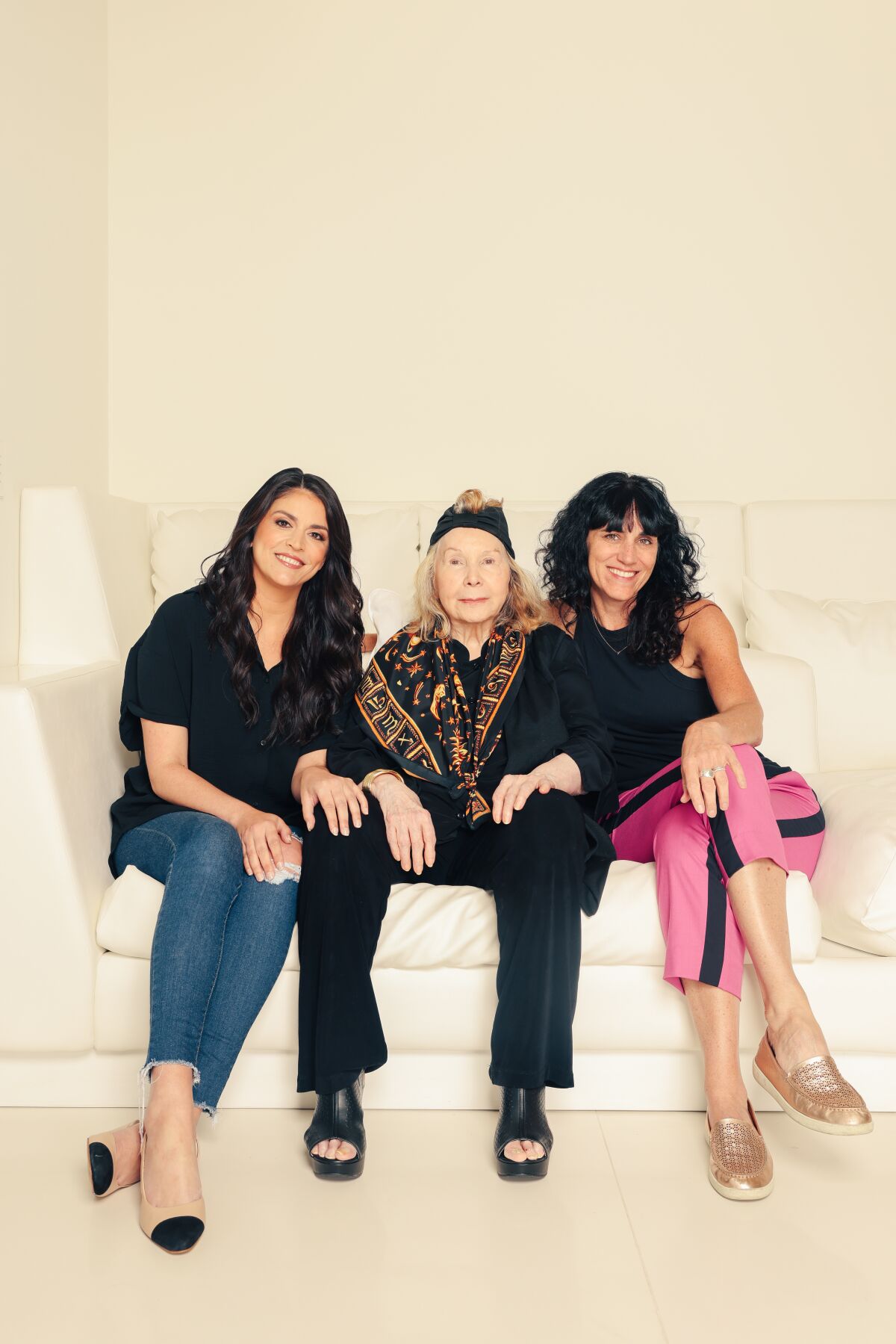 Cecily Strong, Jane Wagner and Leigh Silverman, left to right, pose for a portrait at a home 