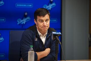 LOS ANGELES, CA - OCTOBER 14, 2019: Dodgers President of Baseball Operations Andrew Friedman speaks to reporters during a press conference at Dodger Stadium on October 14, 2019 in Los Angeles, California. (Gina Ferazzi/Los AngelesTimes)
