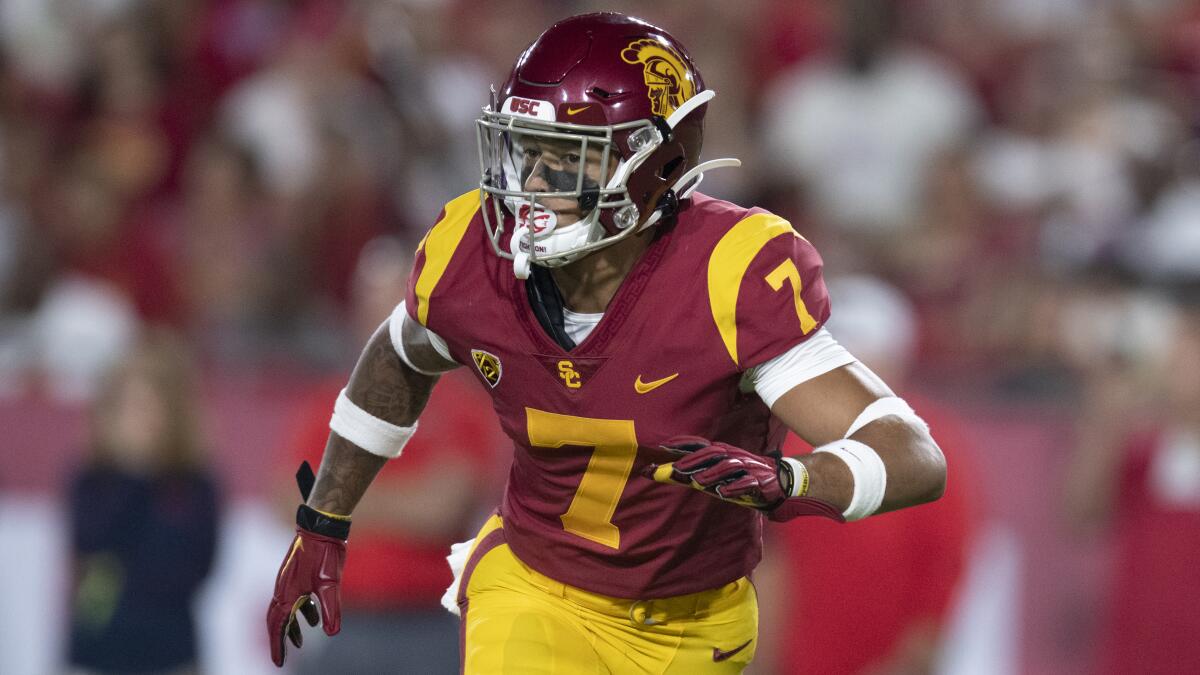 USC cornerback Chase Williams against Fresno State on Aug. 31, 2019, at the Coliseum.