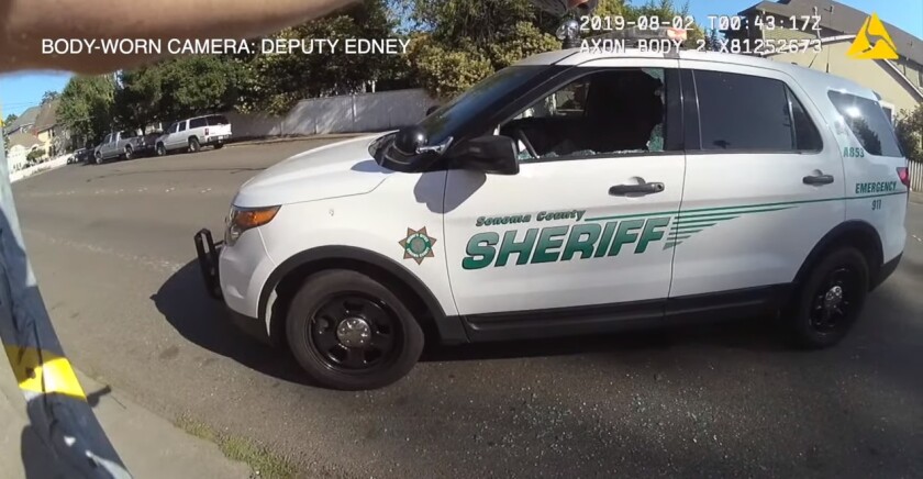 Sonoma County Sheriff's Deputy David Edney shot a robbery suspect who got inside his patrol car on Aug. 1, officials say.