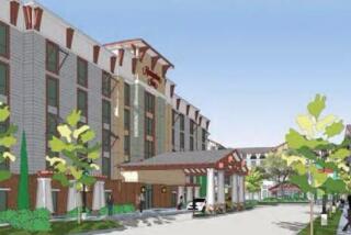 An architectural rendering of the entrance to The Inns at Buena Vista Creek, on the border of Oceanside and Carlsbad.