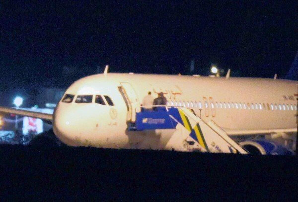 The Syrian passenger jet that was forced to land in Ankara, Turkey, where authorities seized cargo.
