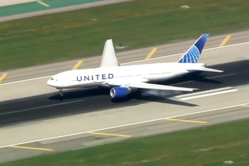 Los Angeles, CA-March 7, 2024-United Airlines Flight UAL35 lost a tire during takeoff from SFO. UAL35 was diverted to LAX where it landed safely. One or two tires are missing from the aircraft. Landing gear has damaged multiple cars at SFO (KTLA)