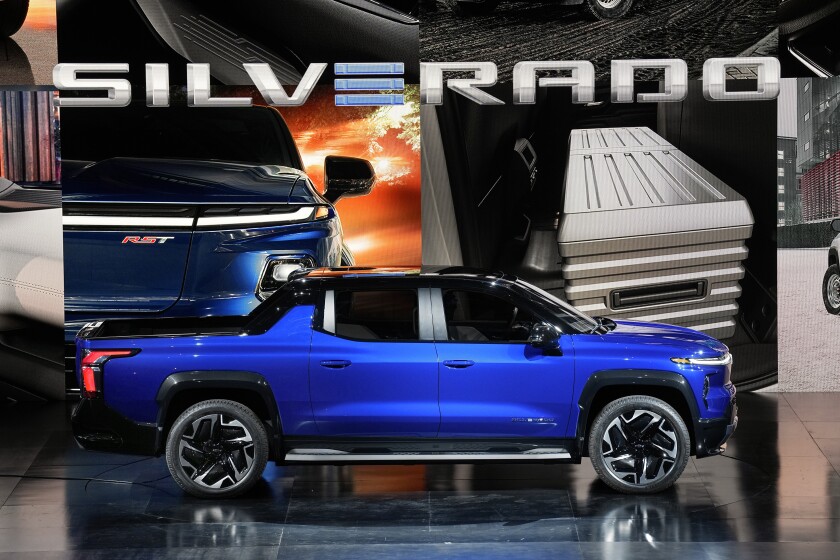 The 2024 Chevrolet Silverado EV RST is shown in Detroit, Wednesday, Jan. 5, 2022. (AP Photo/Paul Sancya)