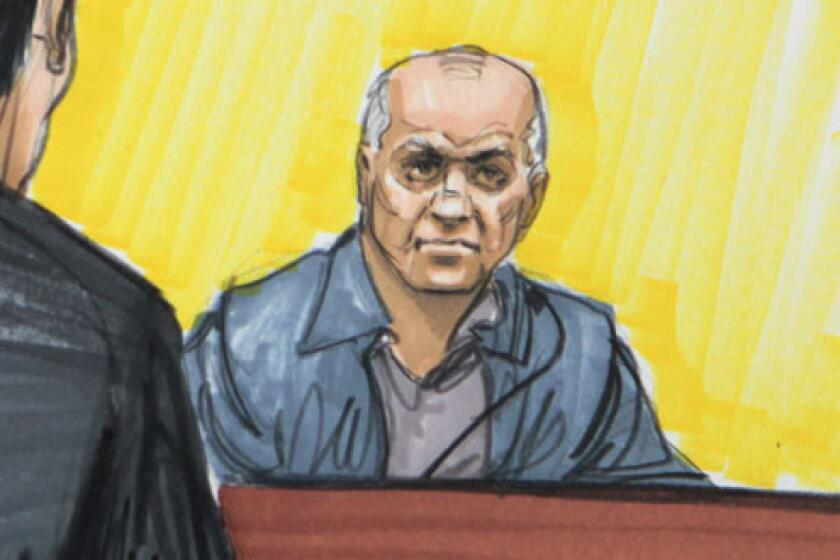 Courtroom sketch shows David Coleman Headley in federal court in Chicago.