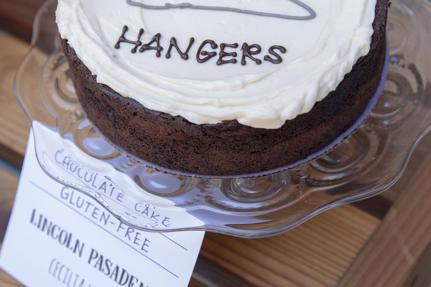 Chef Cecilia Leung of Lincoln in Pasadena offered a cake that was decorated to read "no more hangers."