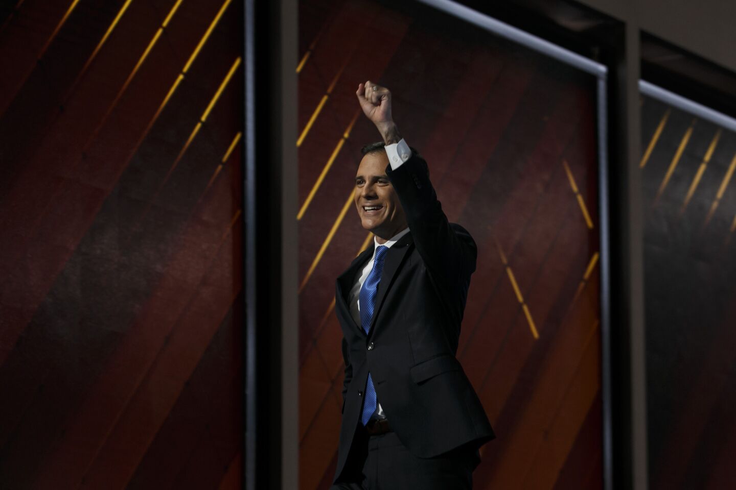 Mayor Eric Garcetti, shown at the Democratic National Convention in Philadelphia, is in Rio de Janeiro trying to gain support for Los Angeles' bid to host the Olympics in 2024.