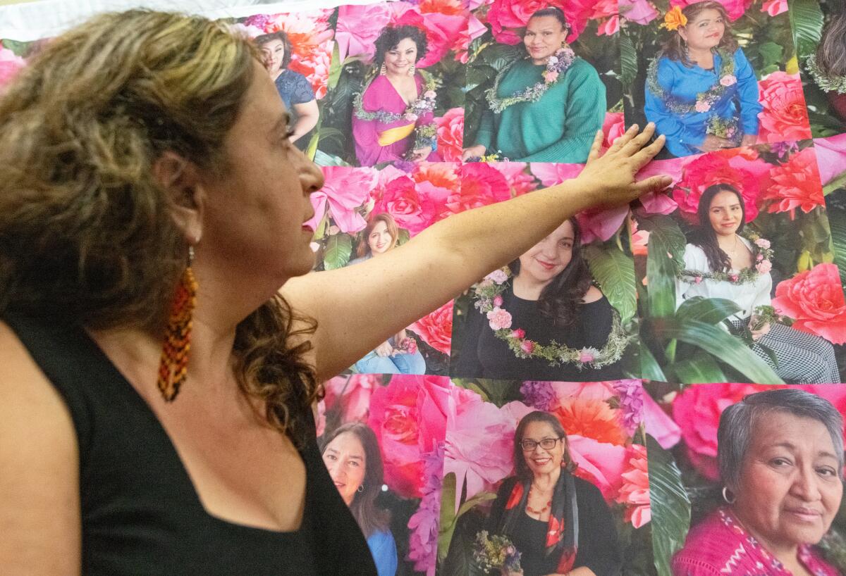 A portrait collage of "promotoras" for artist Alicia Rojas' public art project.