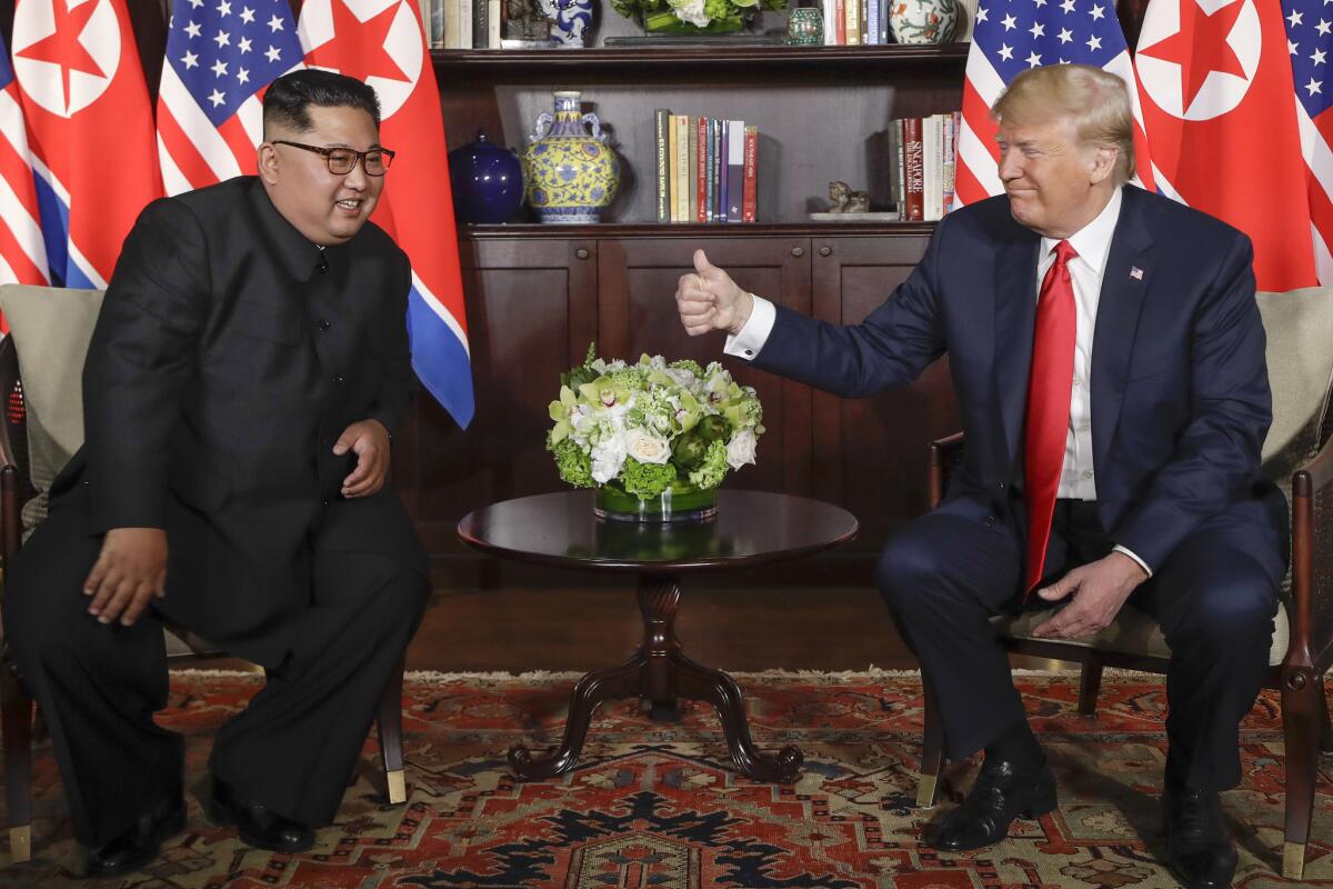 President Trump with North Korean leader Kim Jong Un in Singapore in 2018. 