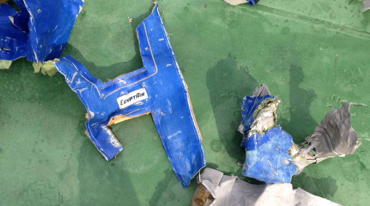 An image reportedly of debris from the EgyptAir crash posted on an official Egyptian military Facebook page.