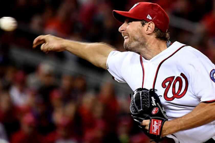 Max Scherzer of the Washington Nationals and formerly of the Detroit Tigers is the sixth pitcher to win a Cy Young Award in each league.