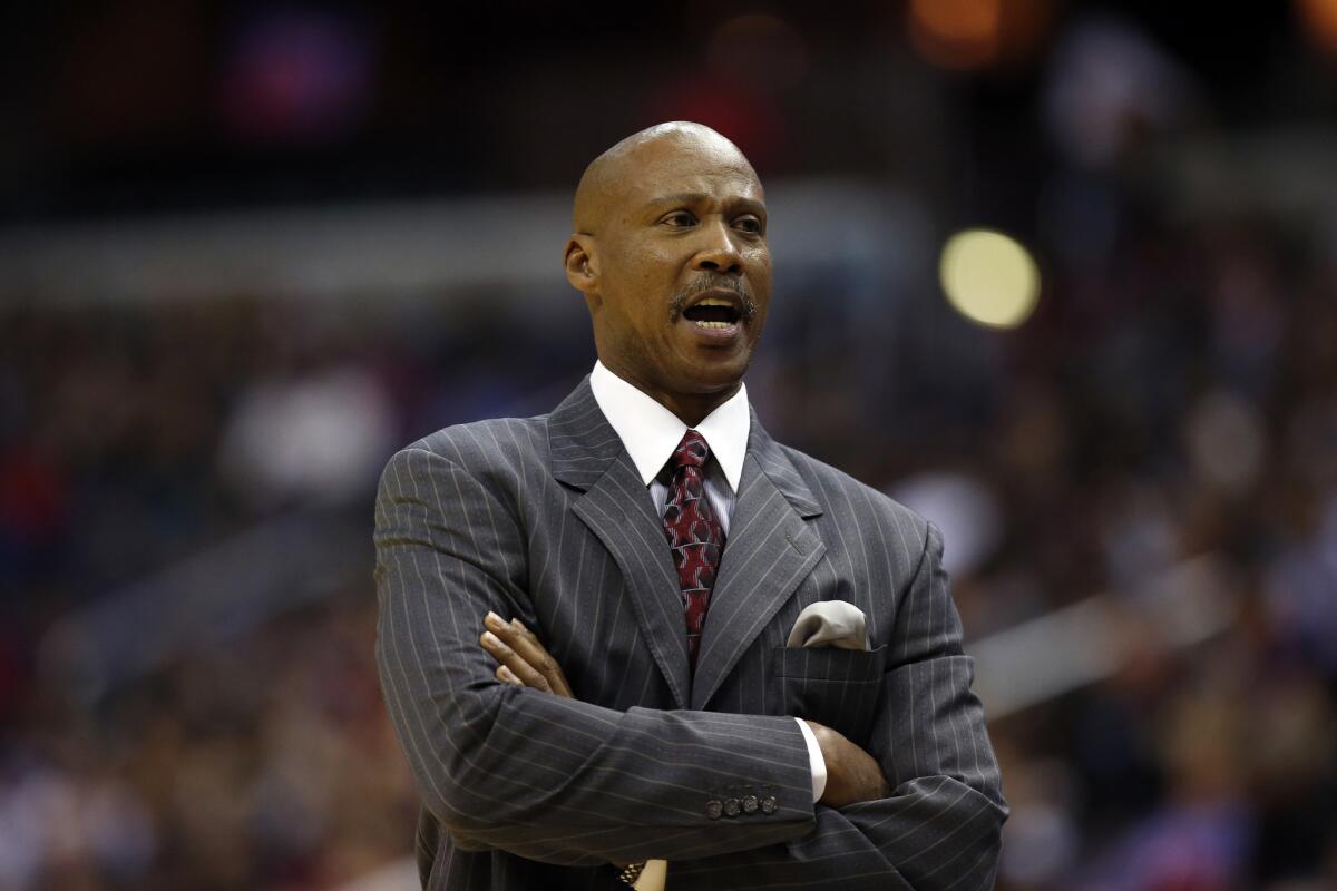 Byron Scott directs his team during the first half of the Lakers' 111-95 loss to the Washington Wizards on Dec. 3.