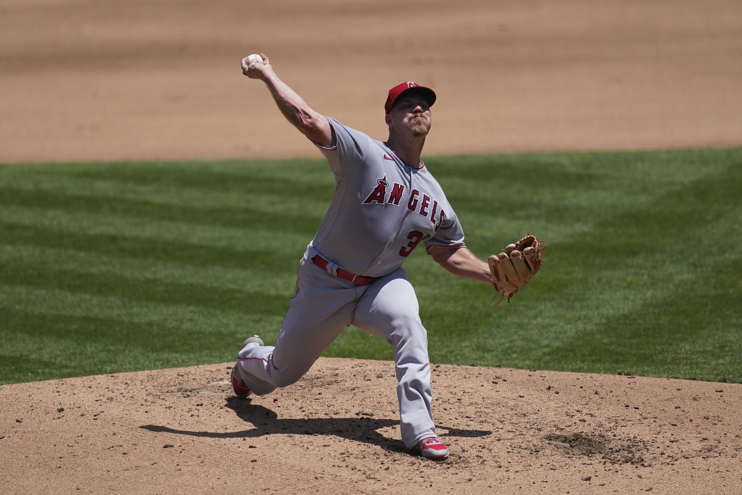 Angels pitcher Dylan Bundy throws against the Oakland Athletics on July 25.