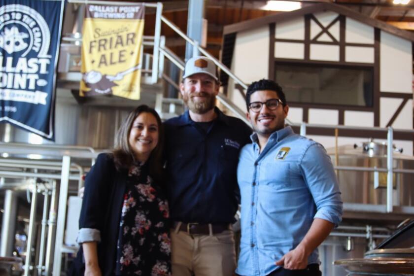 (From left) Elia Smith, UCSD Extension Brewing Certificate Program Manager Kyle Wiskerchen and Chris Leguizamon.