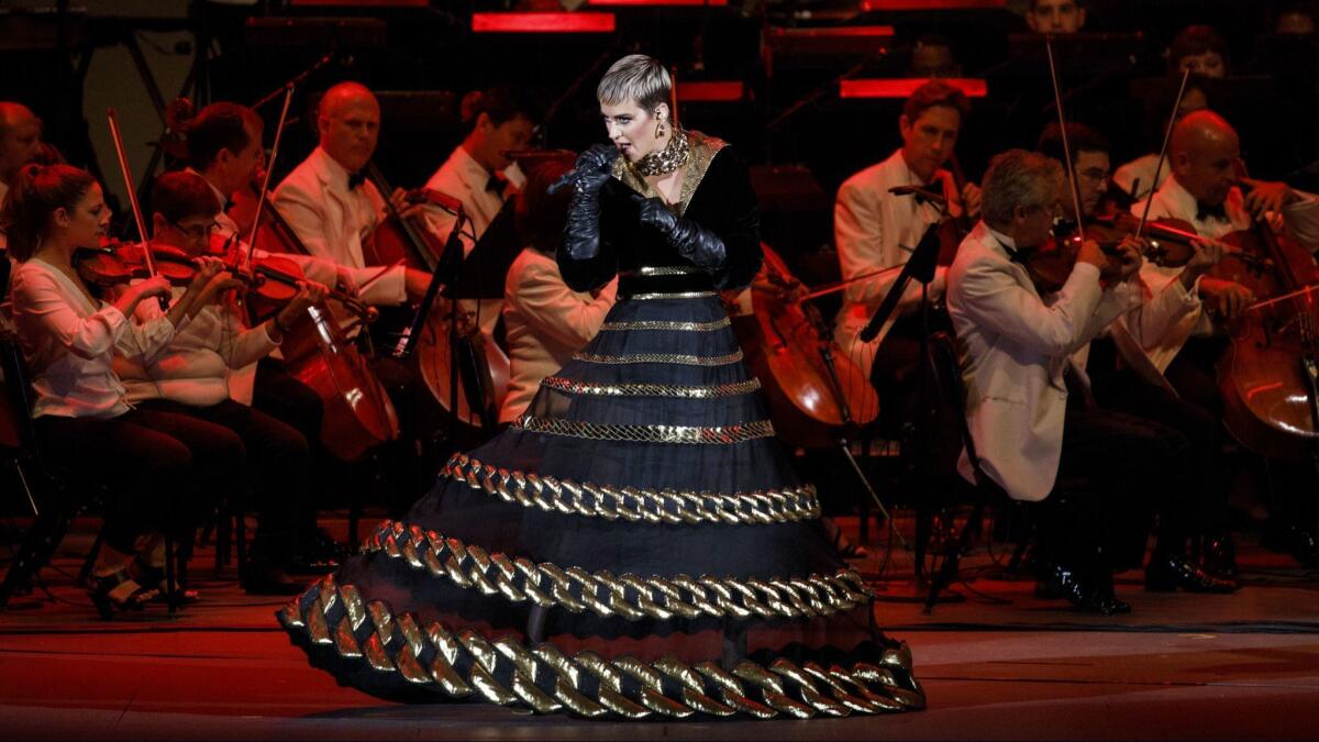 Katy Perry is seen performing Sunday with the Los Angeles Philharmonic at the Hollywood Bowl.