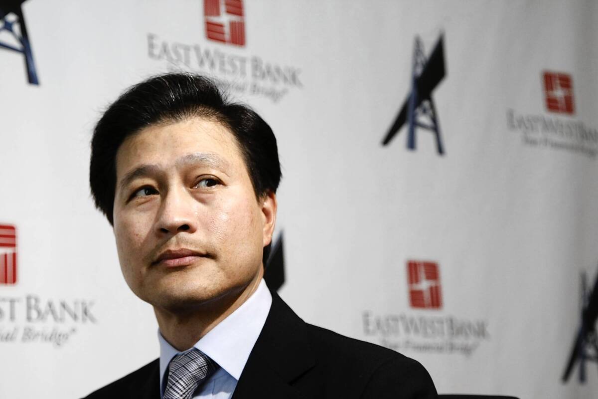 Dominic Ng is chairman and chief executive of East West Bancorp in Pasadena, the largest of several Southern California banks that reported improved earnings Wednesday