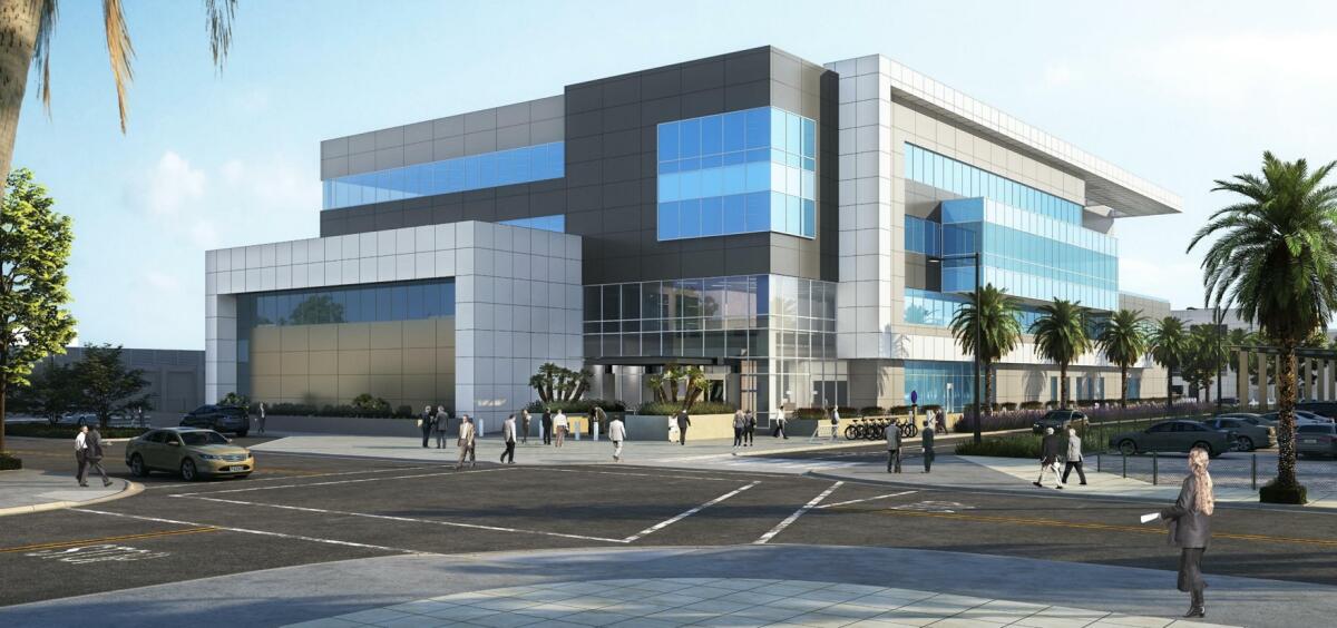 Representación del nuevo edificio administrativo del aeropuerto de San Diego.