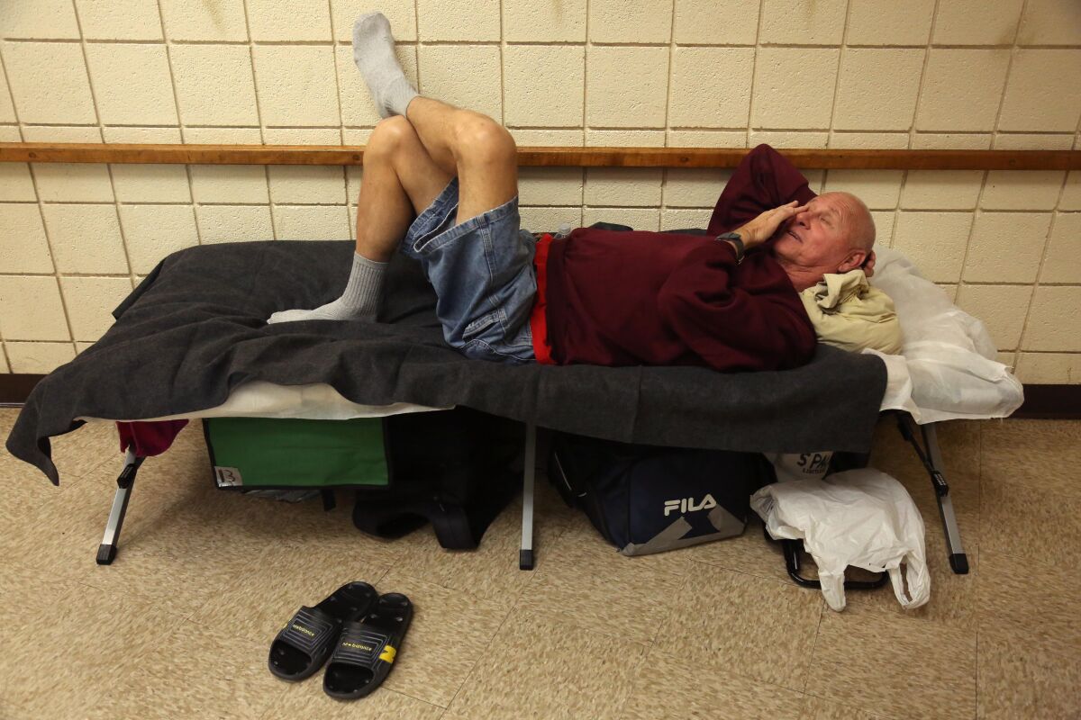 Gary Lindley, 68, at a homeless shelter in Long Beach.