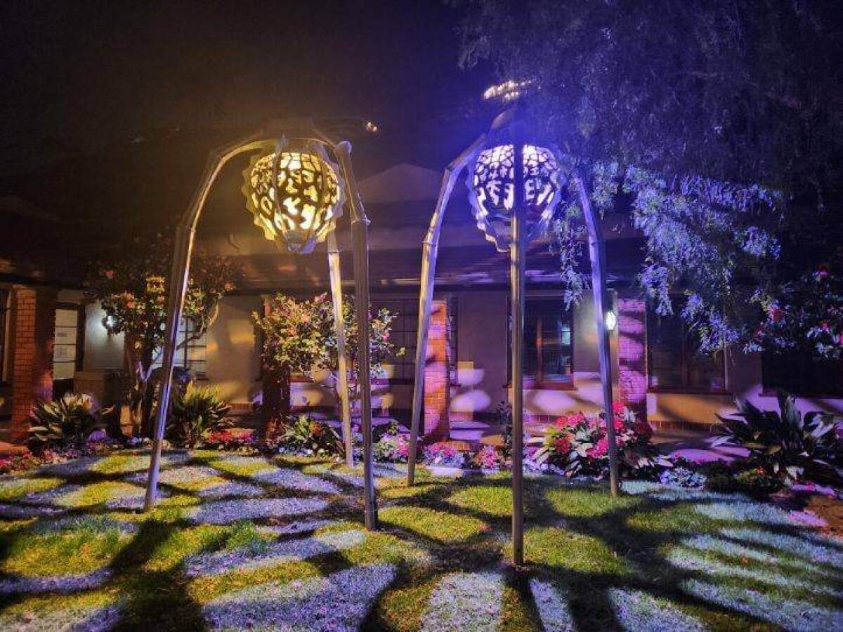 Taylor Dean Harrison's "Polymery" lights up the lawn in front of Laguna Beach City Hall.