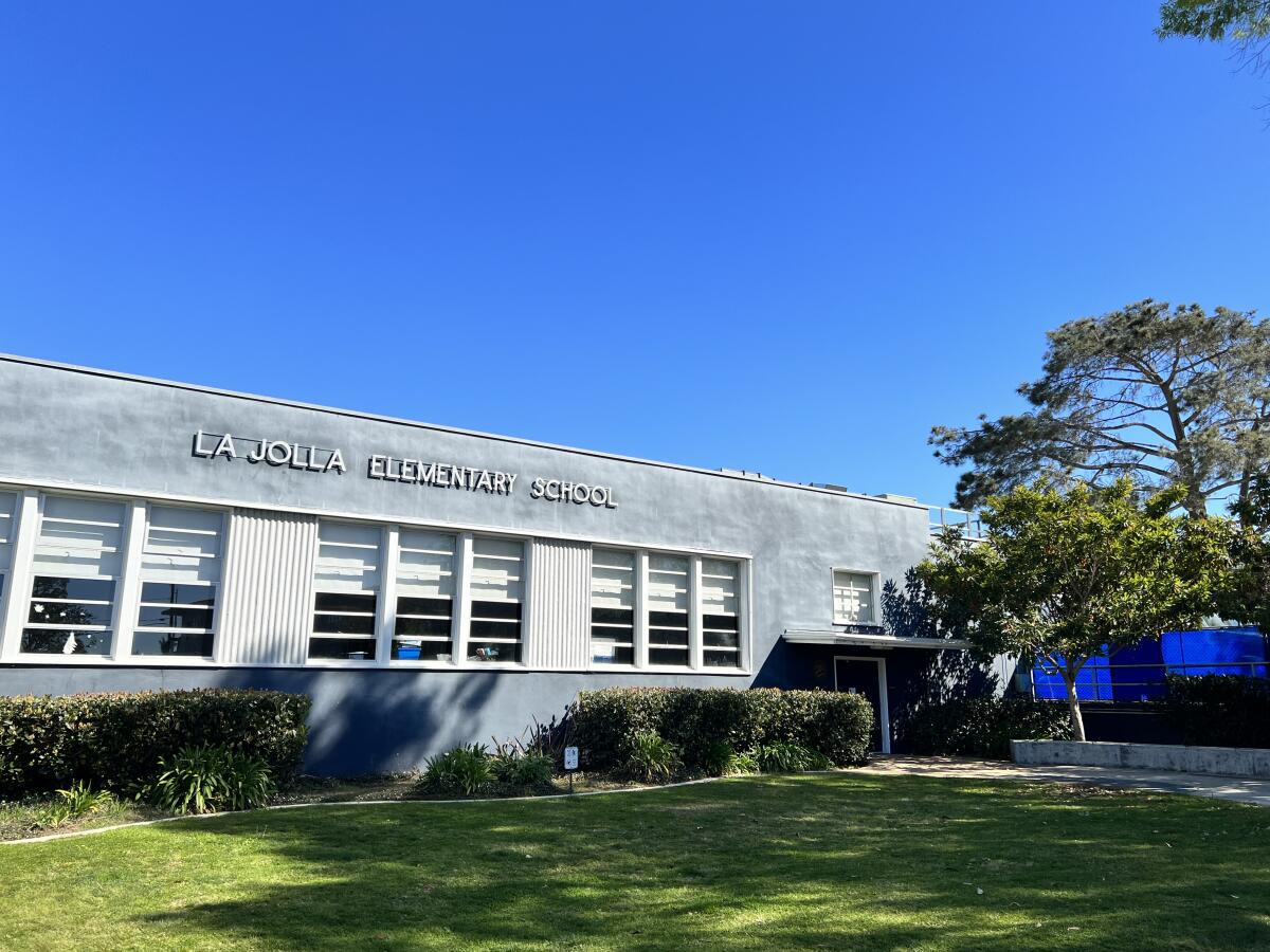 Some parents at La Jolla Elementary School had their children remove their masks Feb. 17.